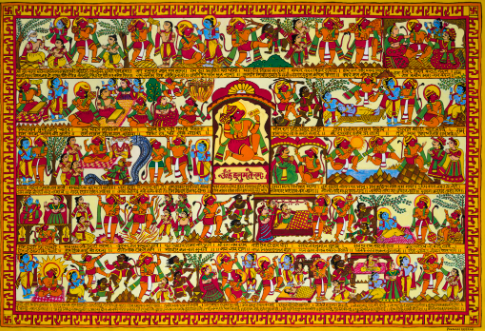 Shree Hanuman Chalisa Painting (Hindi) Canvas Print By Poonam Deepak